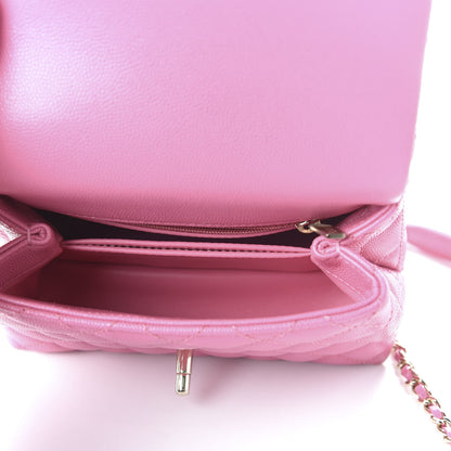 Chanel Caviar Quilted Lizard Embossed Extra Mini Coco Handle Flap Pink 5 of 11