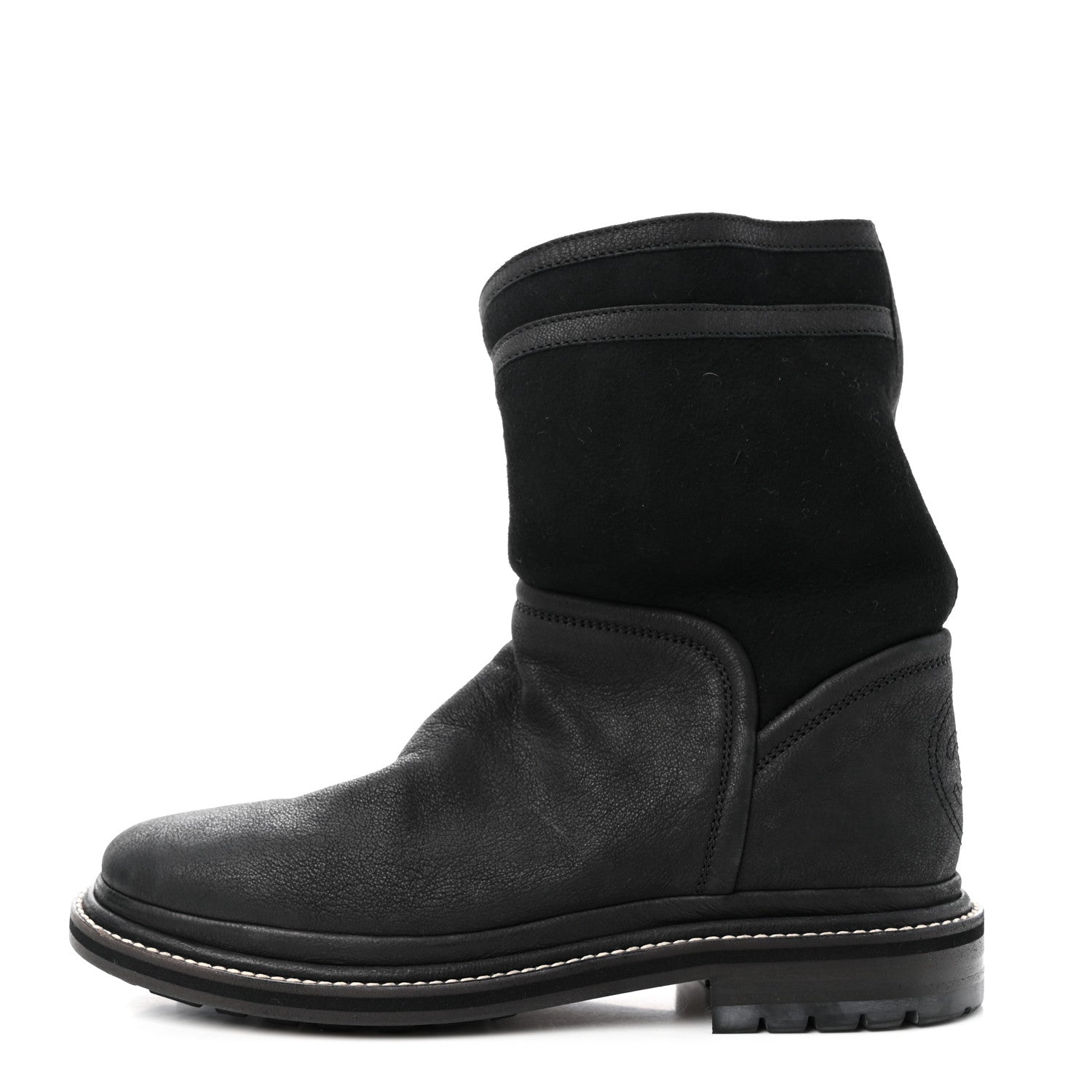 Chanel Goatskin Suede Shearling CC Short Boots 38 Black 1 of 18