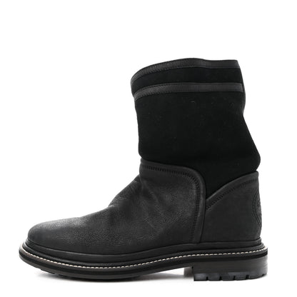 Chanel Goatskin Suede Shearling CC Short Boots 38 Black 1 of 18