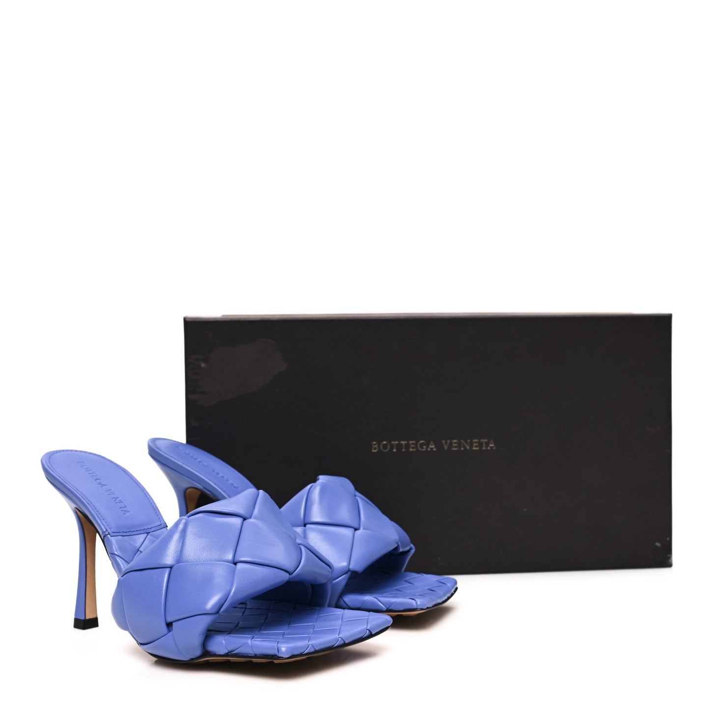 Nappa Maxi Intrecciato Lido 90mm Mule Sandals 37.5 Indigo