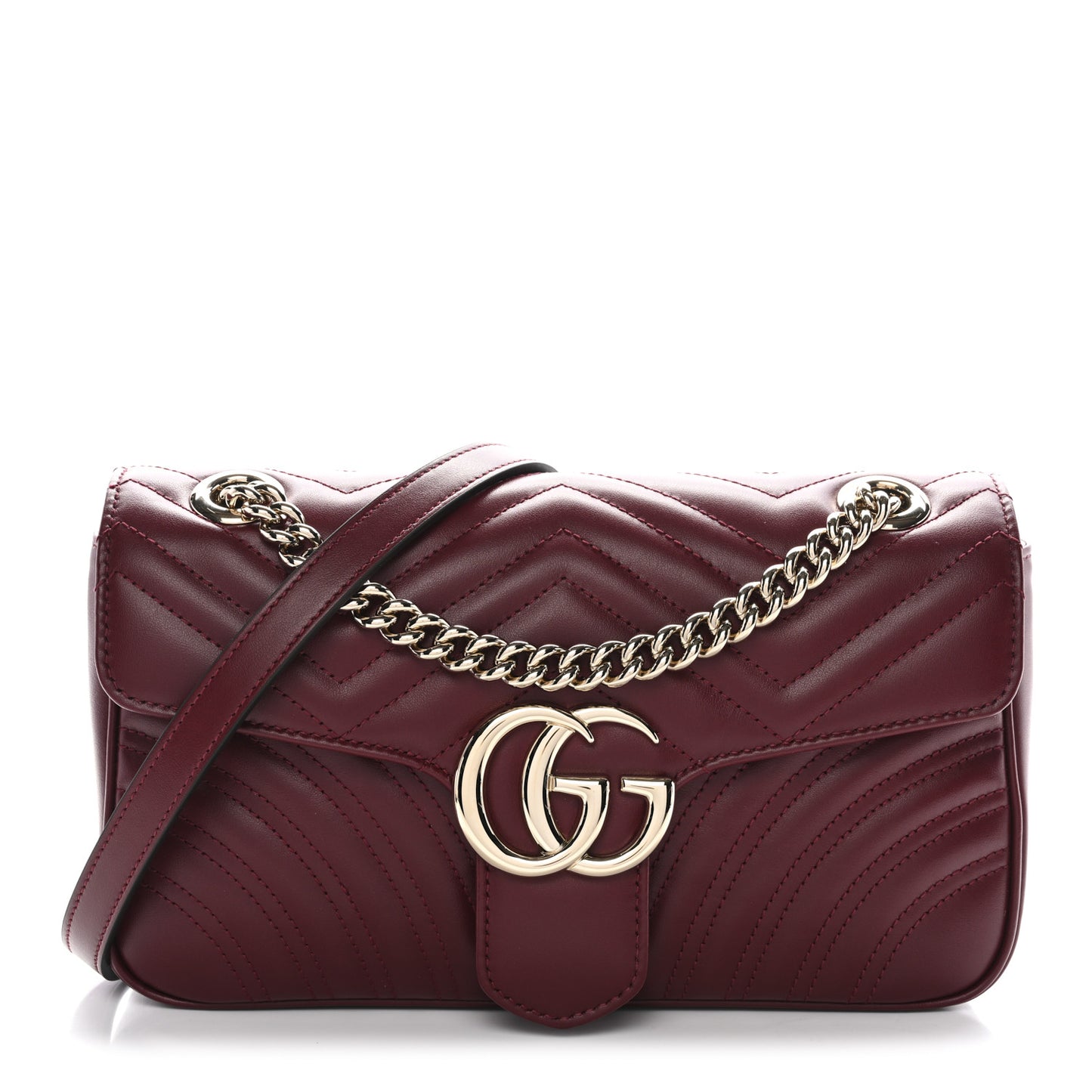 Calfskin Matelasse Small GG Marmont Shoulder Bag Ancora Red Ancora Red