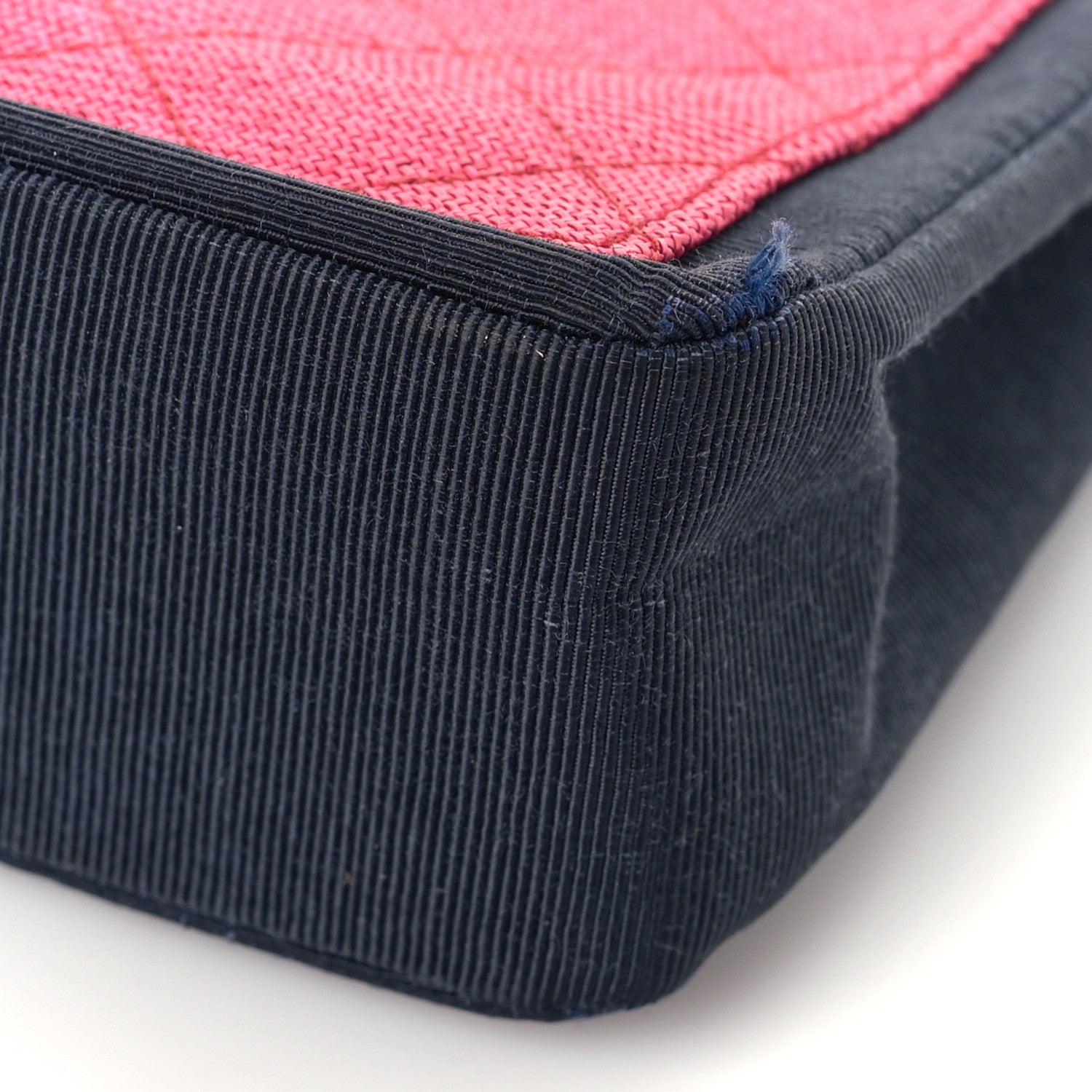 Chanel Wool Grosgrain Quilted Shoulder Bag Pink Black 9 of 9
