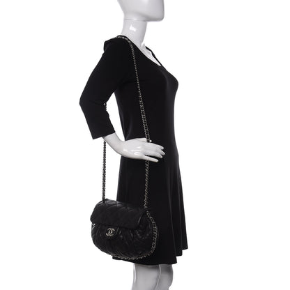 Chanel Washed Lambskin Quilted Medium Chain Around Messenger Black 2 of 11
