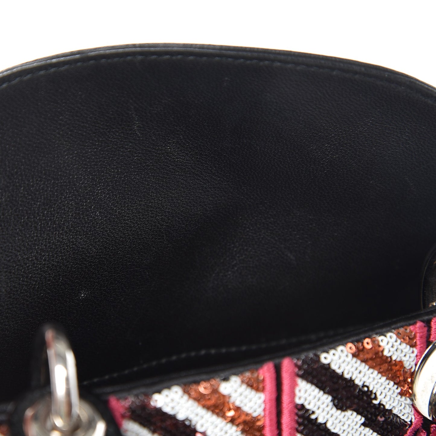 Sequin Embroidered Patent Medium Lady Dior Black Multicolor