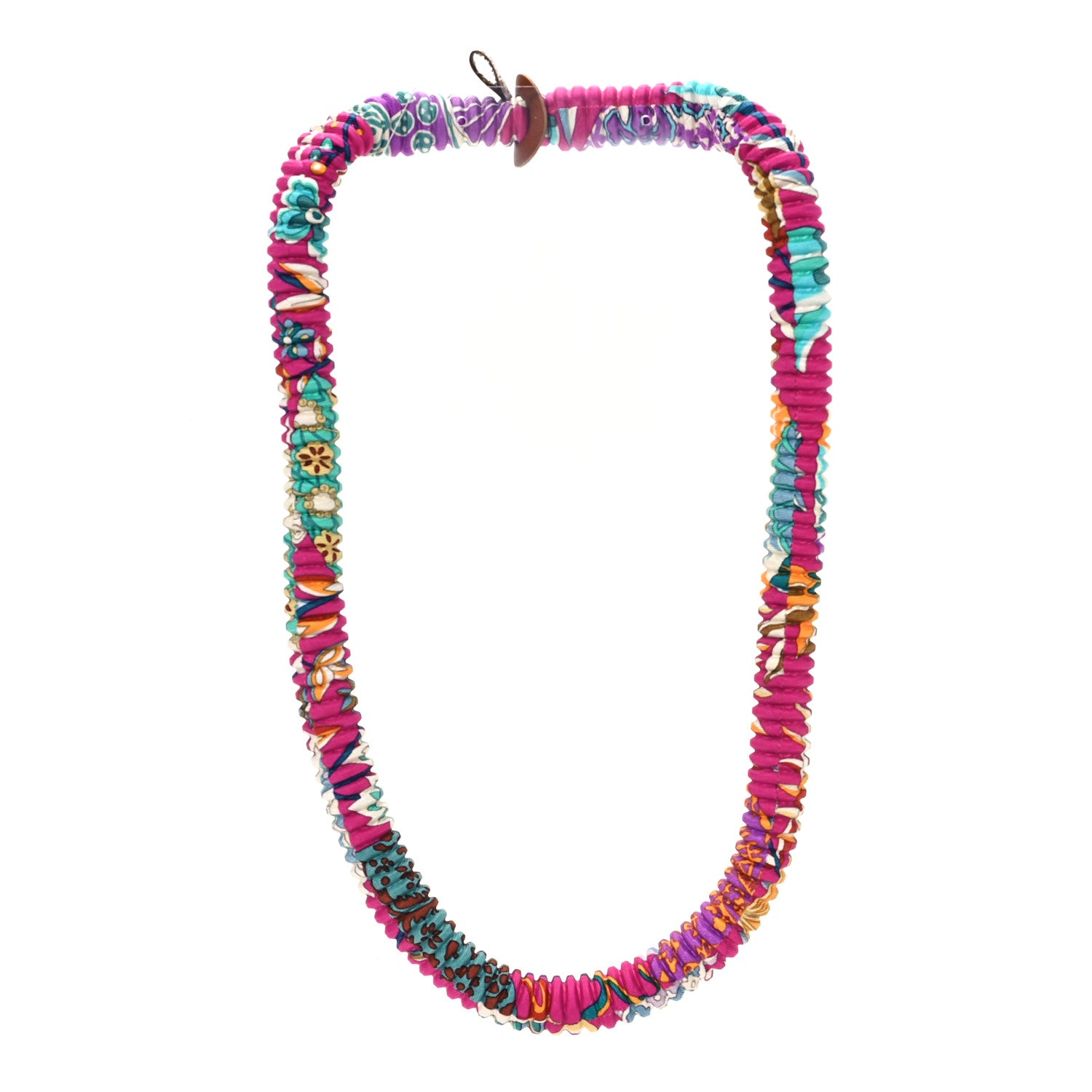 Hermes Silk Collier Plisse En Soie Petit H Pleated Necklace 3 of 6