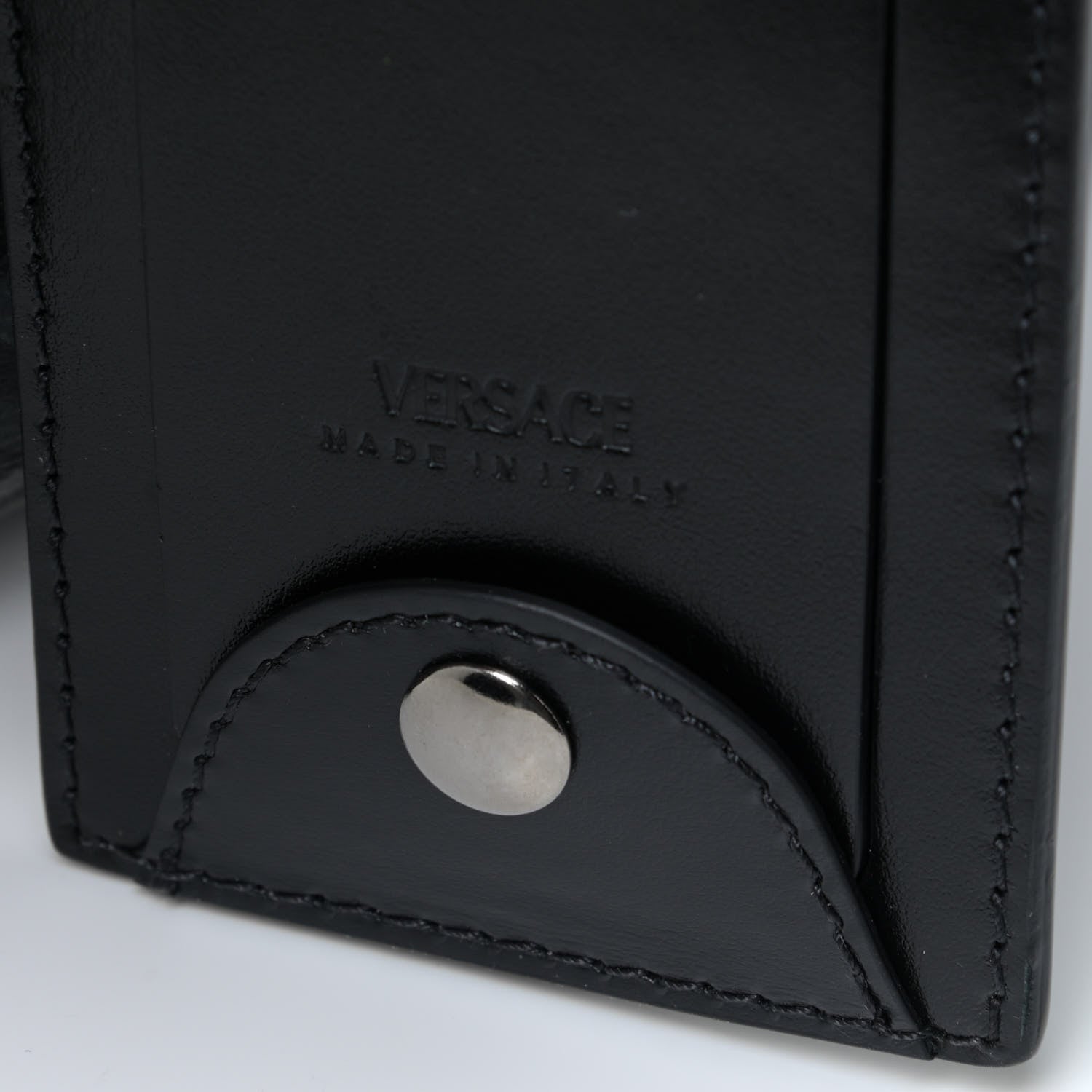 Versace Coated Canvas Calfskin La Greca Signature Travel Bag Black Grey 9 of 10