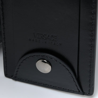 Versace Coated Canvas Calfskin La Greca Signature Travel Bag Black Grey 9 of 10
