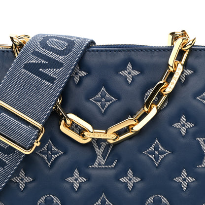 Louis Vuitton Lambskin Embossed Monogram Coussin PM Denim Blue 7 of 9