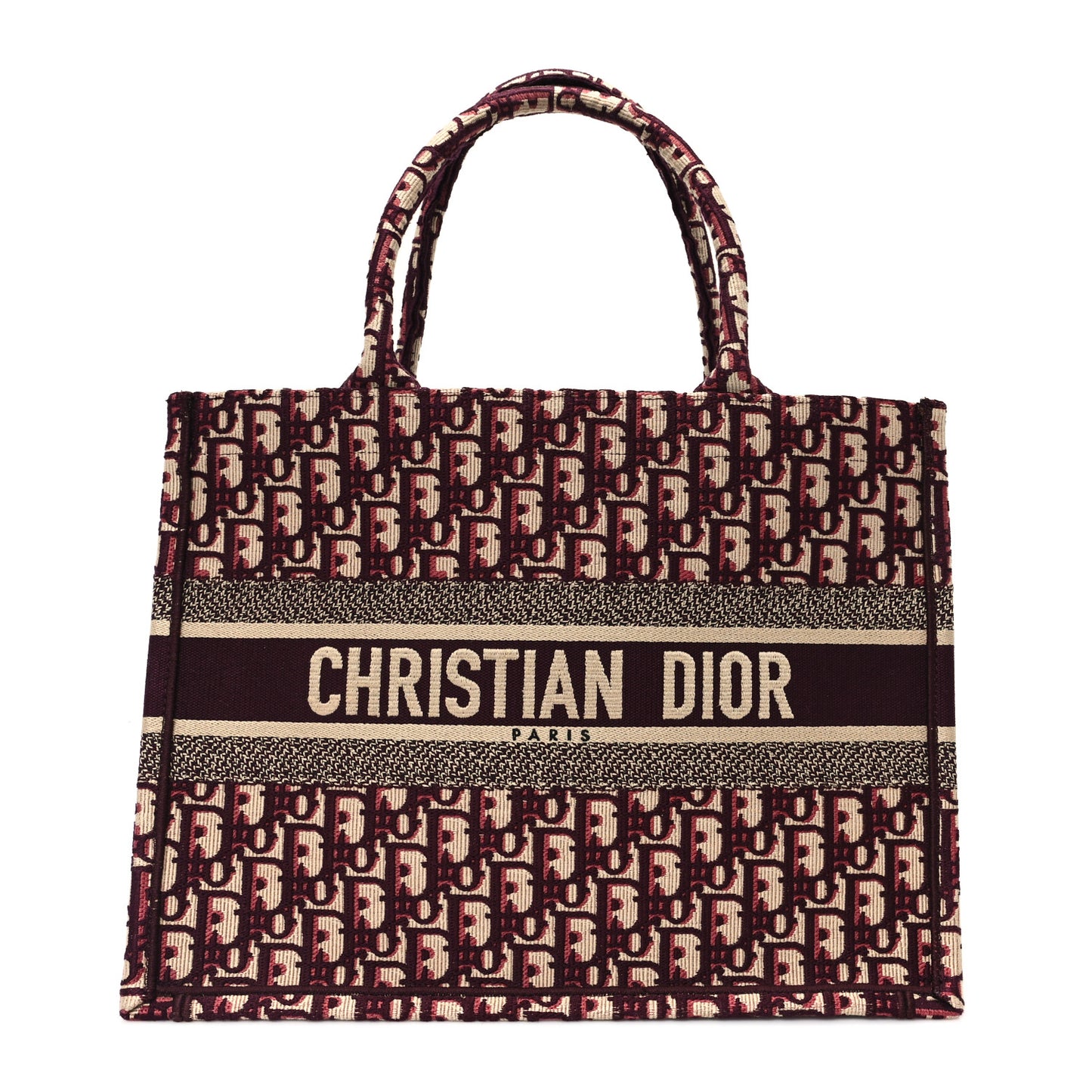 Oblique Medium Book Tote Burgundy Multicolor