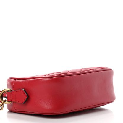 Gucci Calfskin Matelasse Mini GG Marmont Chain Shoulder Bag Hibiscus Red 3 of 4