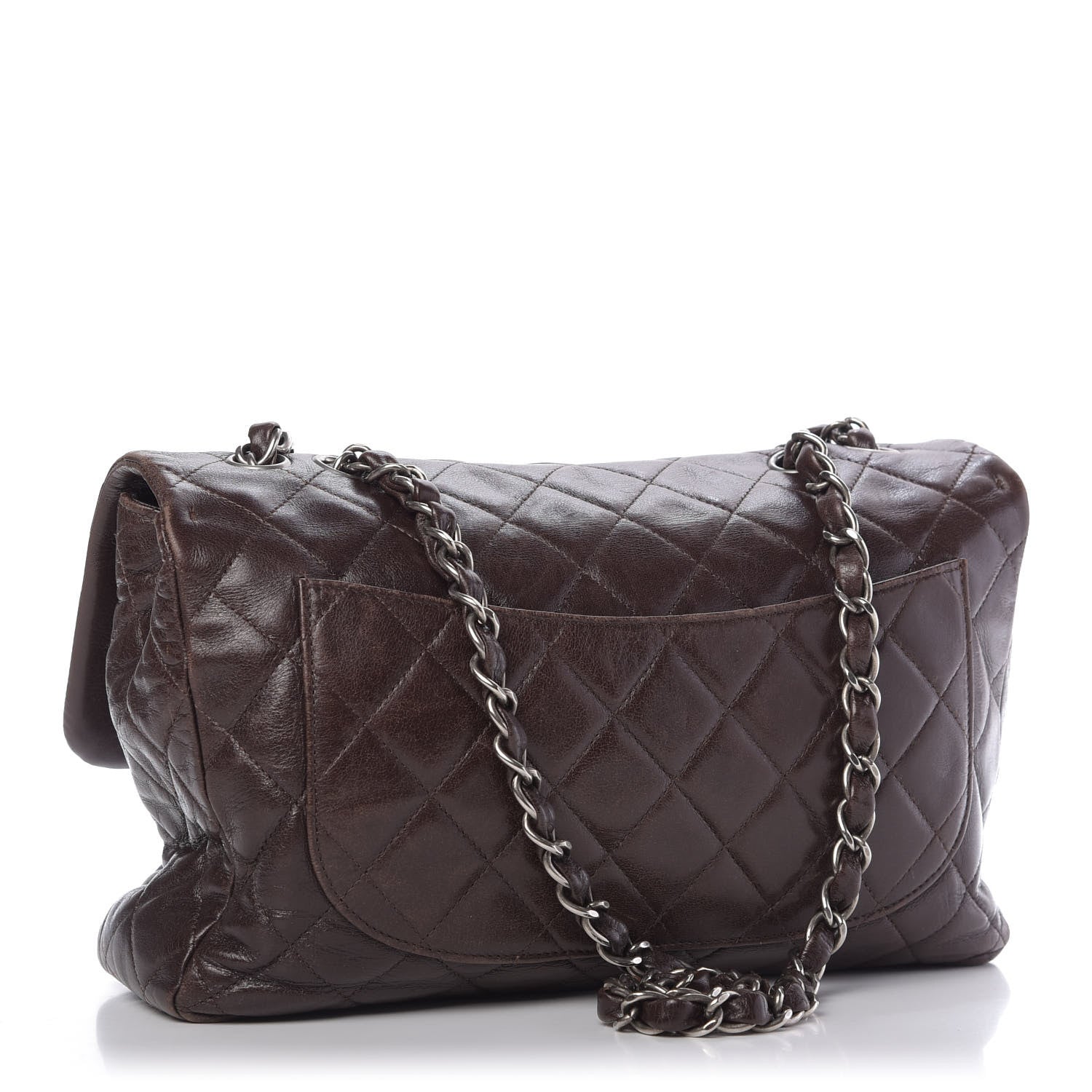 Chanel Washed Lambskin Quilted Jumbo Hybrid Reissue Flap Dark Brown 3 of 10