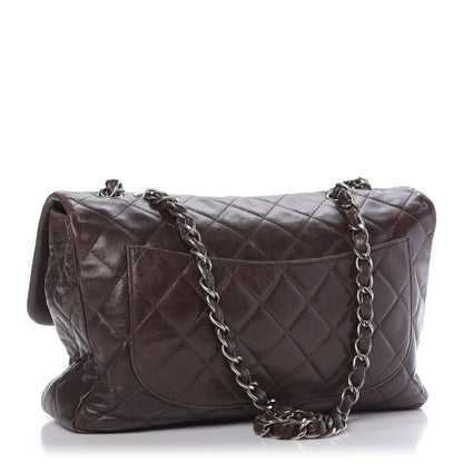 Chanel Washed Lambskin Quilted Jumbo Hybrid Reissue Flap Dark Brown 3 of 10