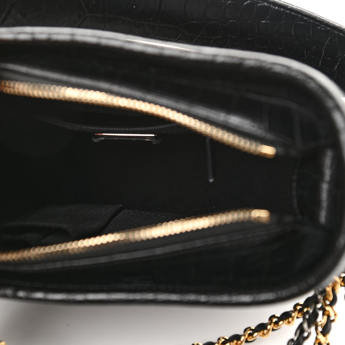 Calfskin Crocodile Embossed Small Gabrielle Cocodile Hobo Black