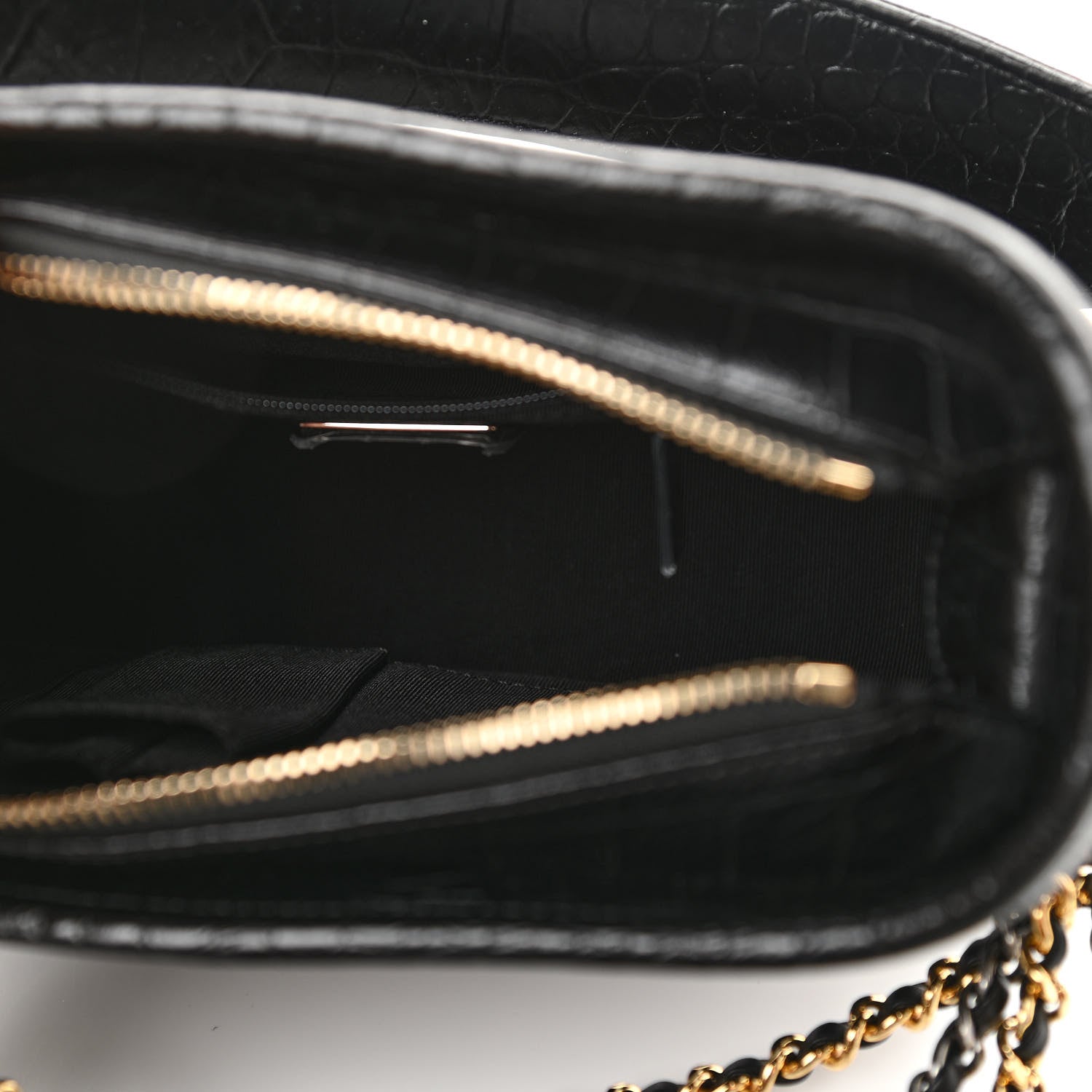 Chanel Calfskin Crocodile Embossed Small Gabrielle Cocodile Hobo Black 5 of 10