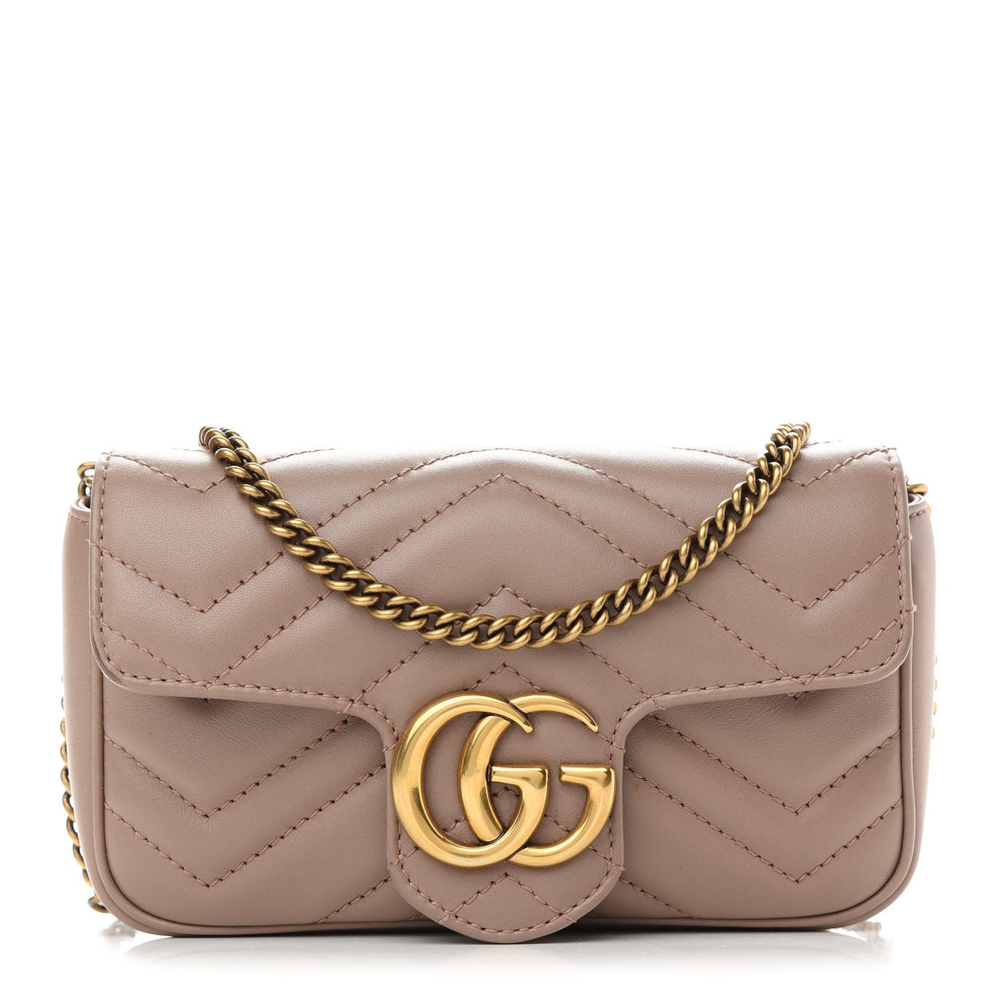 Calfskin Matelasse Super Mini GG Marmont Shoulder Bag Porcelain Rose