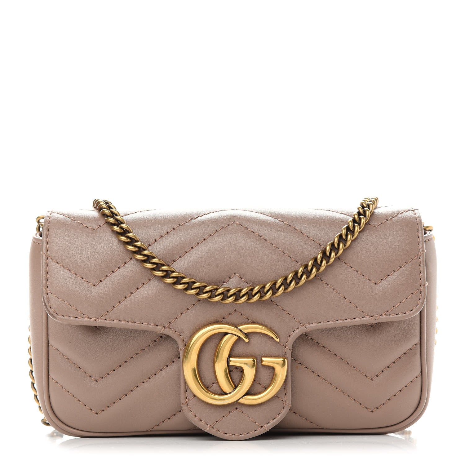 Gucci Calfskin Matelasse Super Mini GG Marmont Shoulder Bag Porcelain Rose 1 of 9