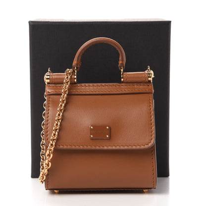 Dolce & Gabbana Calfskin Micro 58 Miss Sicily Satchel Brown 10 of 10
