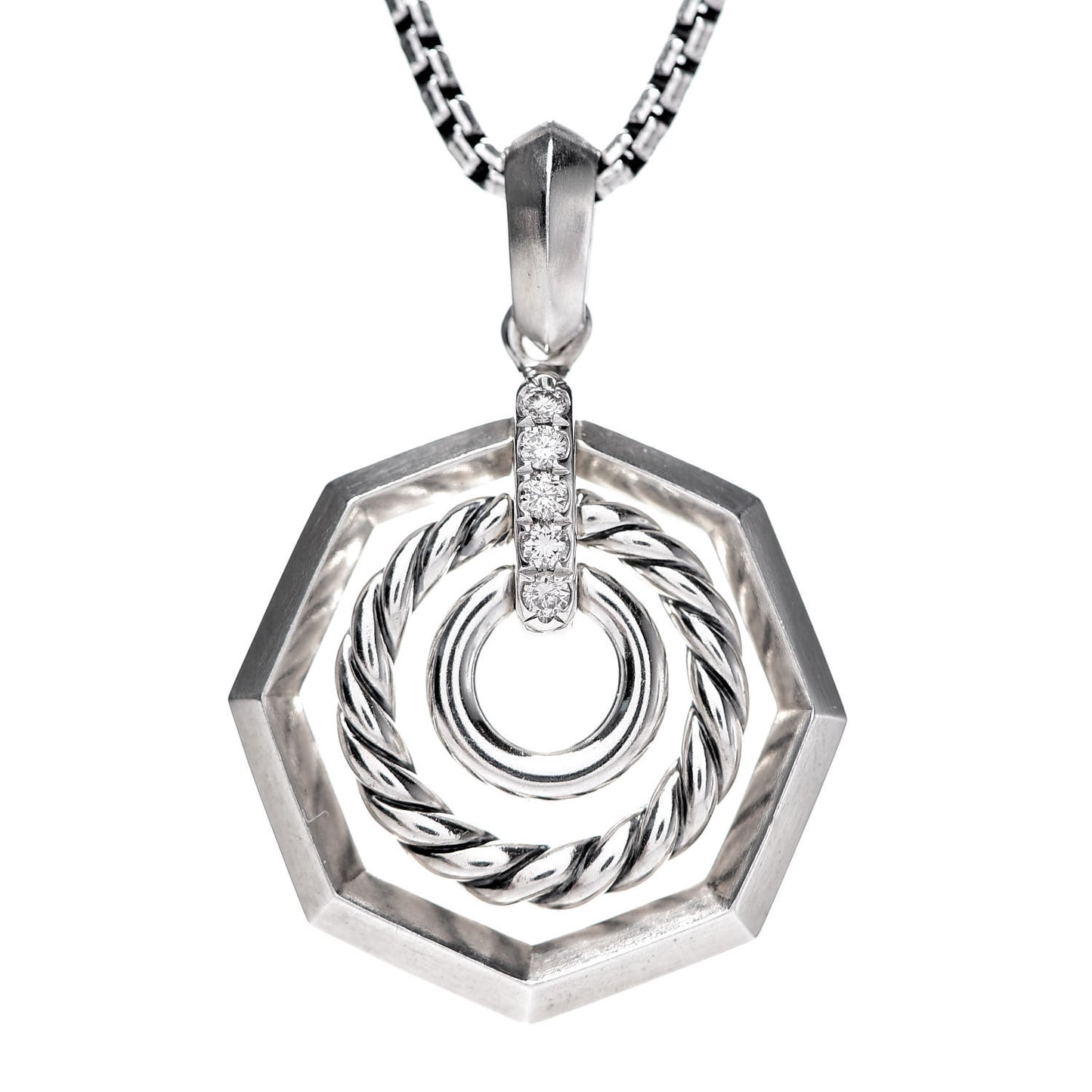 Sterling Silver Diamond Stax Pendant Necklace