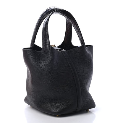 Hermes Taurillon Clemence Matte Alligator Picotin Lock Touch 18 PM Black 2 of 4