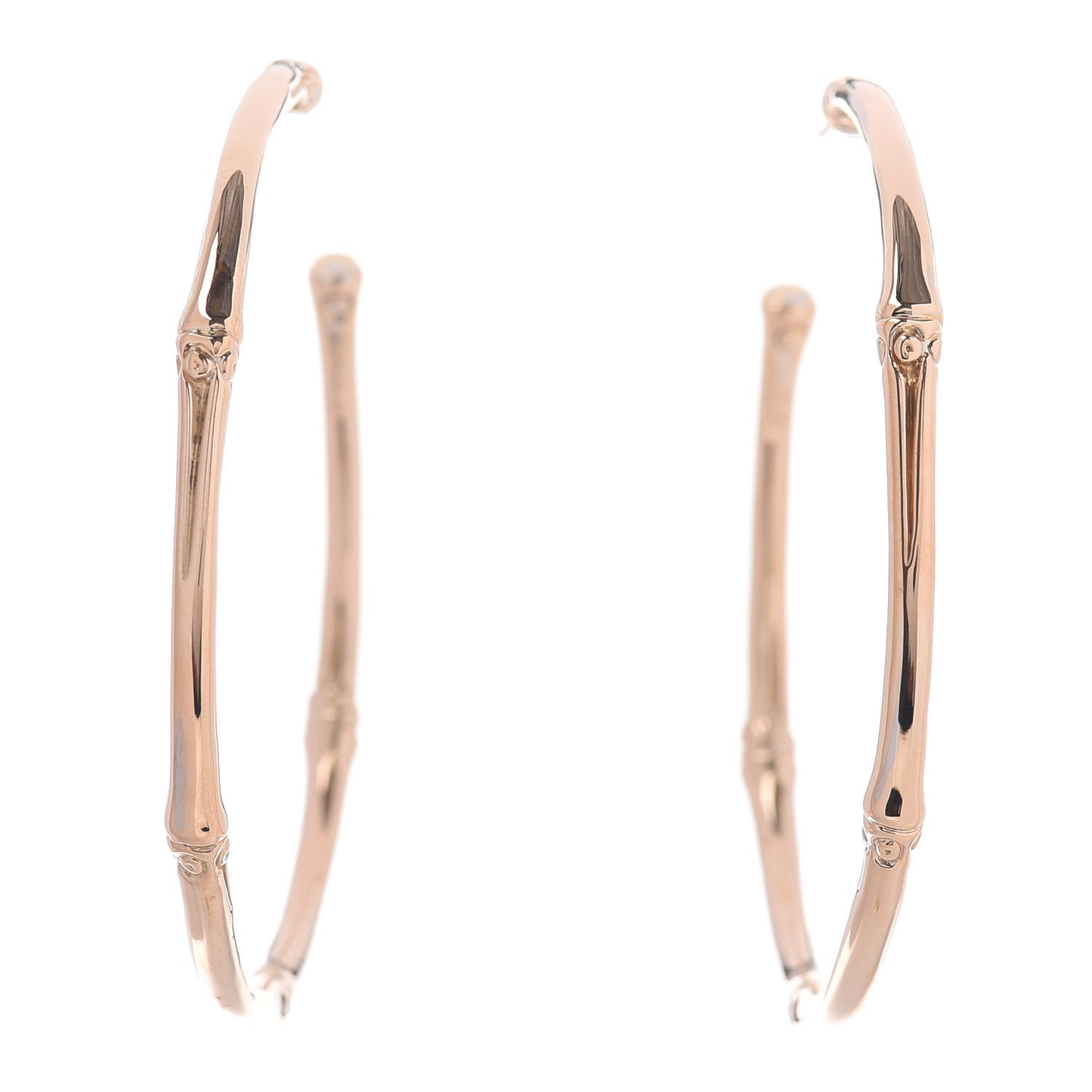 18K Yellow Gold 57mm Bamboo Hoop Earrings