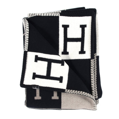 Hermes Wool Cashmere Avalon III Blanket Ecru Black 2 of 3