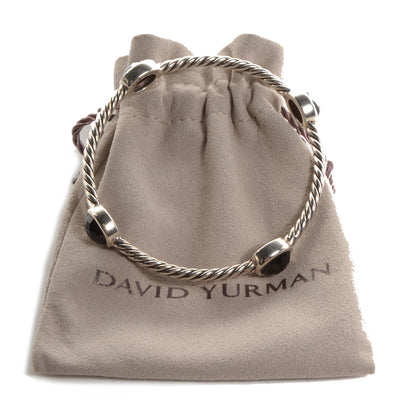 David Yurman Sterling Silver Black Onyx 3mm Color Classics Four Station Bangle Bracelet 5 of 5