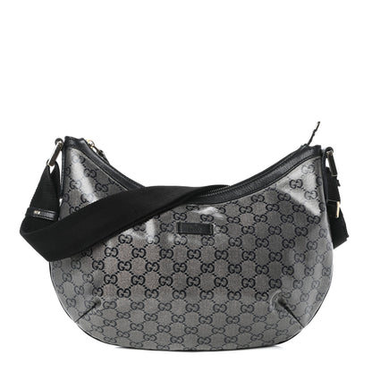 Gucci Crystal Monogram Medium Half Moon Hobo Black 1 of 9