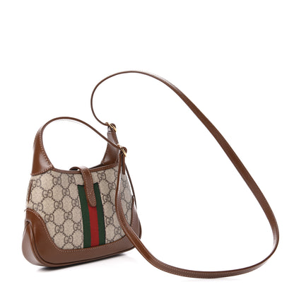 Gucci GG Supreme Monogram Azalea Calfskin Web Mini Jackie 1961 Hobo Beige Ebony Brown Sugar 3 of 11