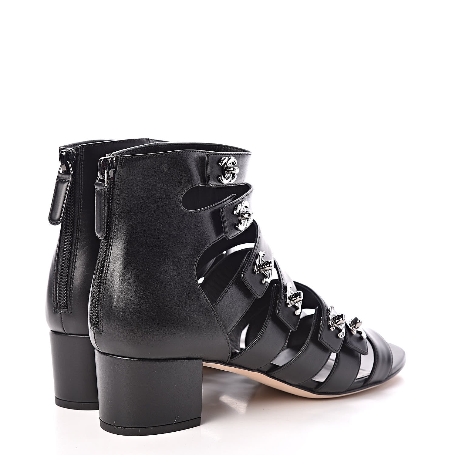 Chanel Calfskin CC Turnlock Sandals 38 Black 4 of 12
