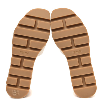 Hermes Calfskin Cork Eze 30 Sandals 37 White 5 of 9