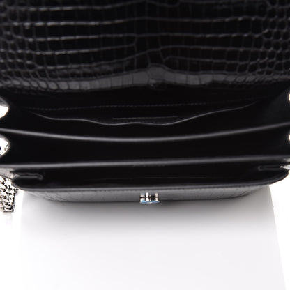 Saint Laurent Calfskin Crocodile Embossed Medium Monogram Sunset Black 5 of 7