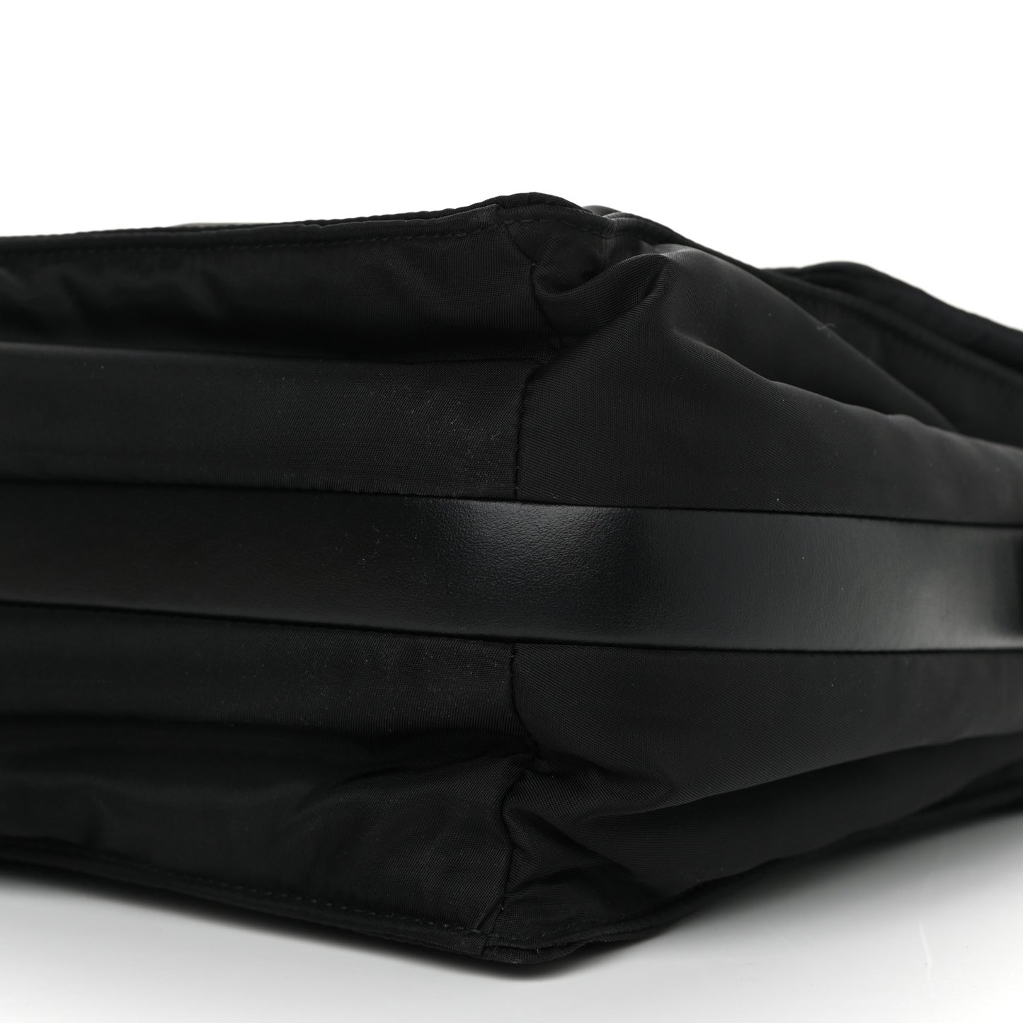 Re-Nylon Vitello Padded Large Flap Shoulder Bag Black