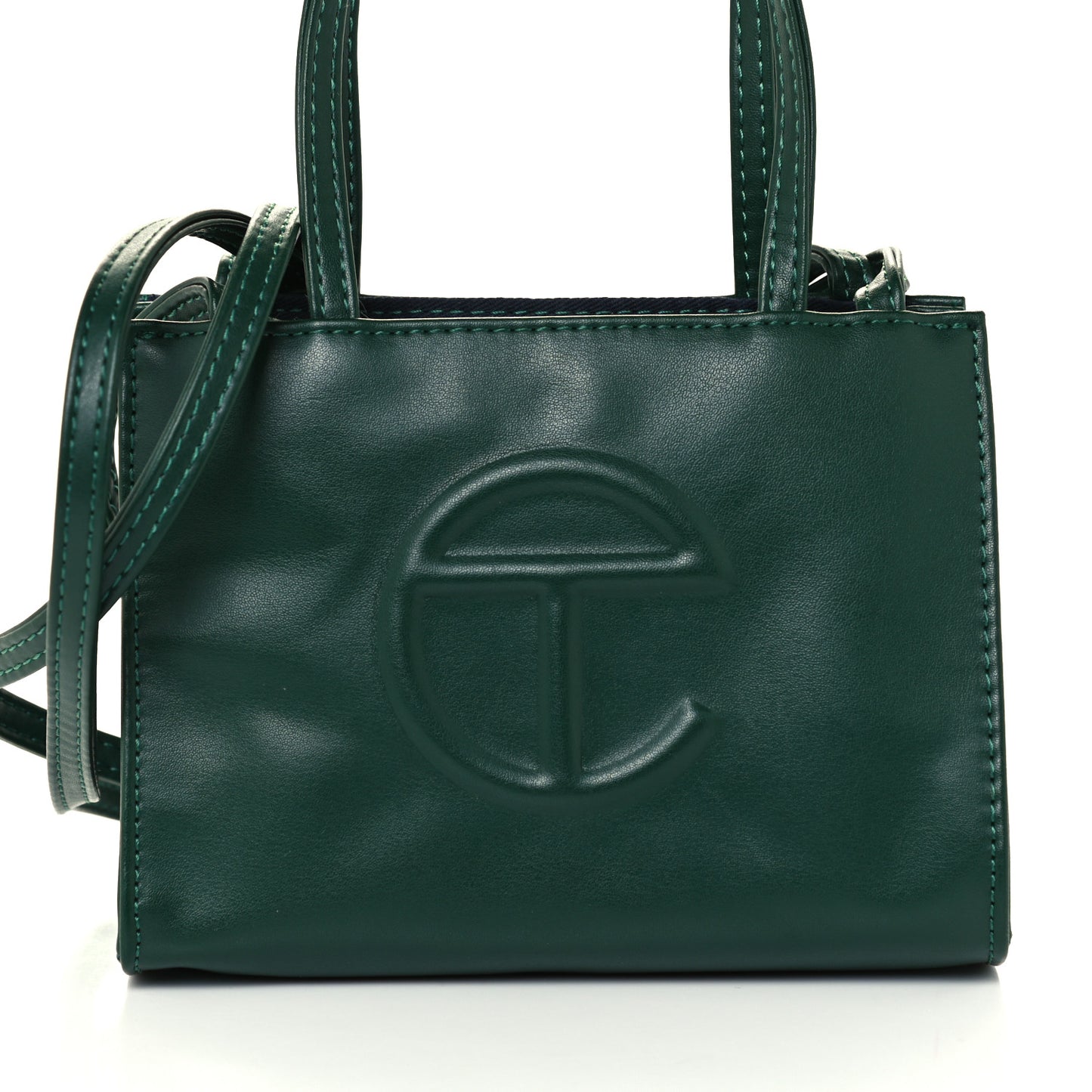 Vegan Leather Small Shopping Bag Dark Olive
