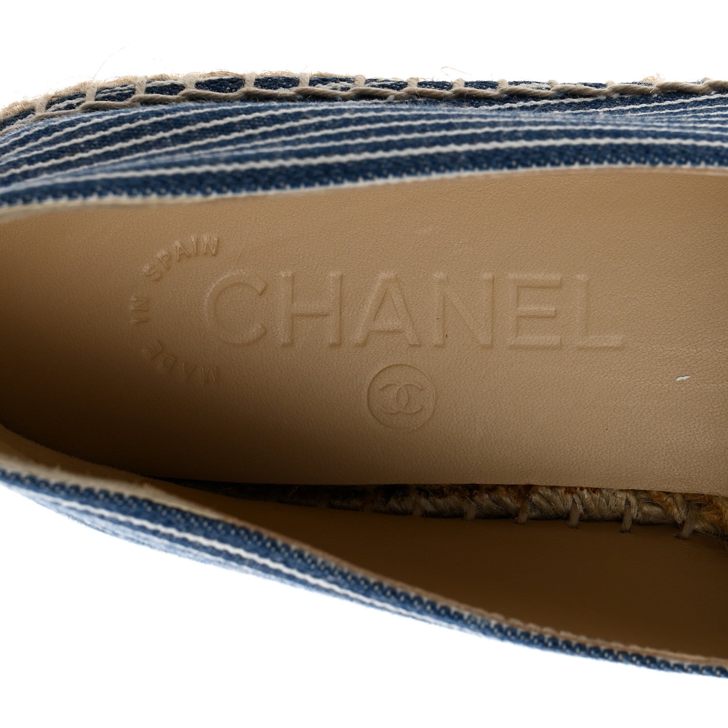 Chanel Canvas Striped Patent CC Espadrilles 36 Navy Black 6 of 9