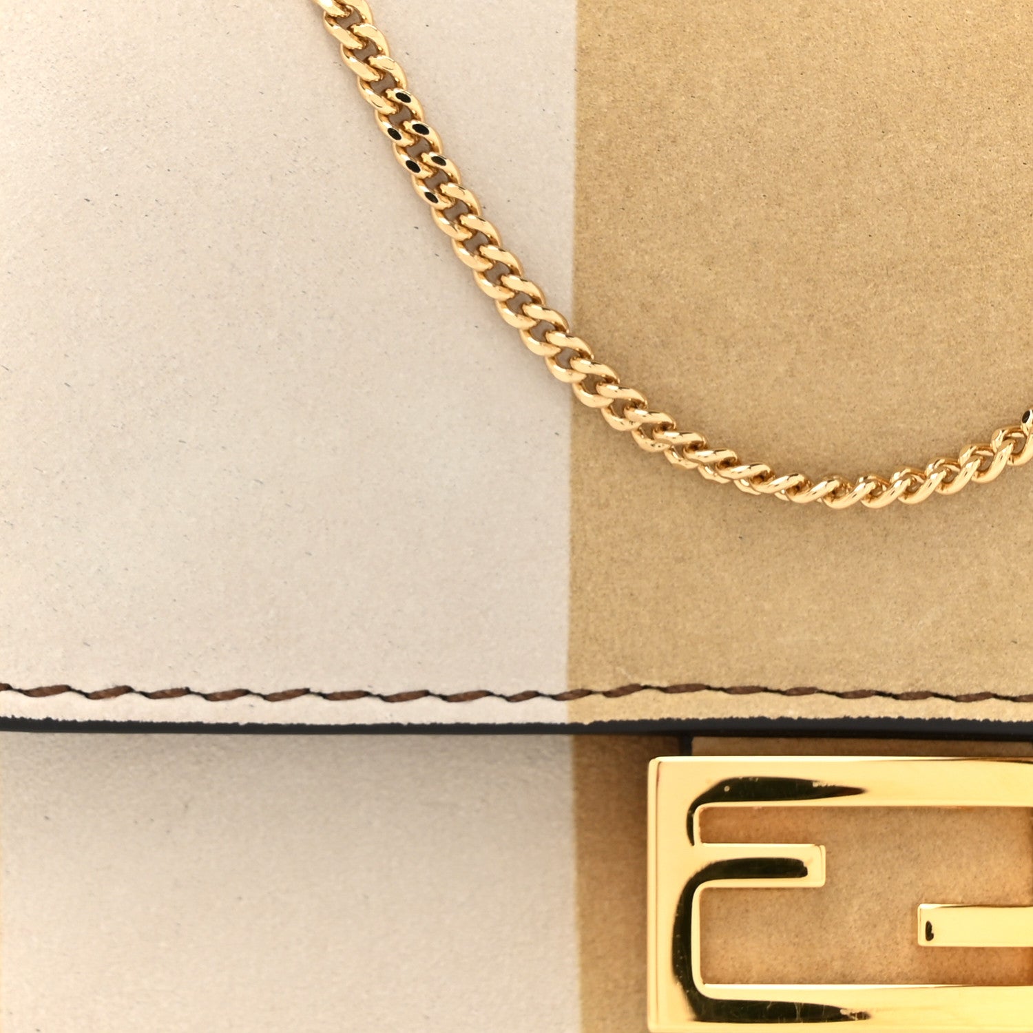Fendi Nubuck Pequin Nano Baguette Charm Sand Tortora 8 of 13