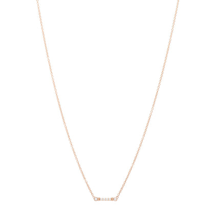 Tiffany 18K Rose Gold Diamond Fleur de Lis Key Bar Pendant Necklace 1 of 4