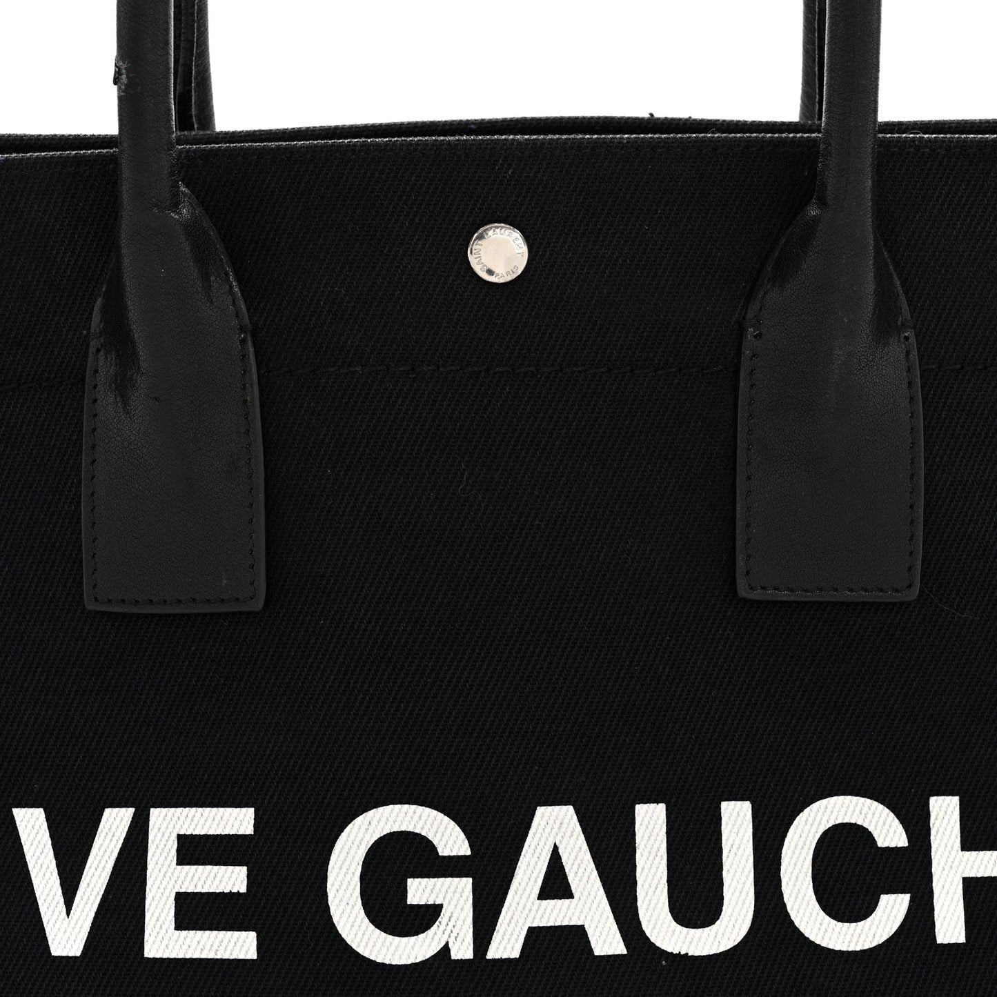 Linen Calfskin Rive Gauche Tote Black