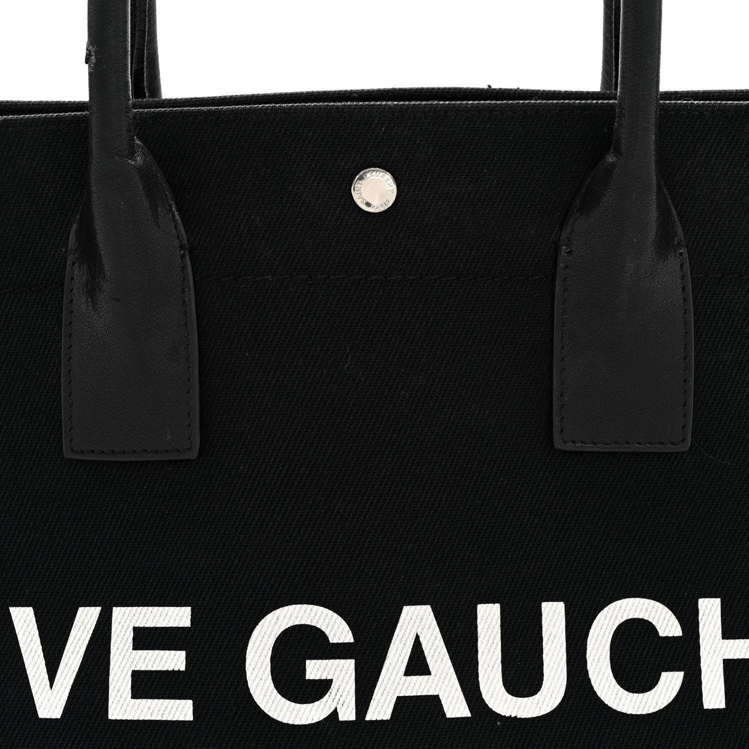 Saint Laurent Linen Calfskin Rive Gauche Tote Black 8 of 13