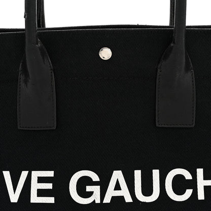 Saint Laurent Linen Calfskin Rive Gauche Tote Black 8 of 13
