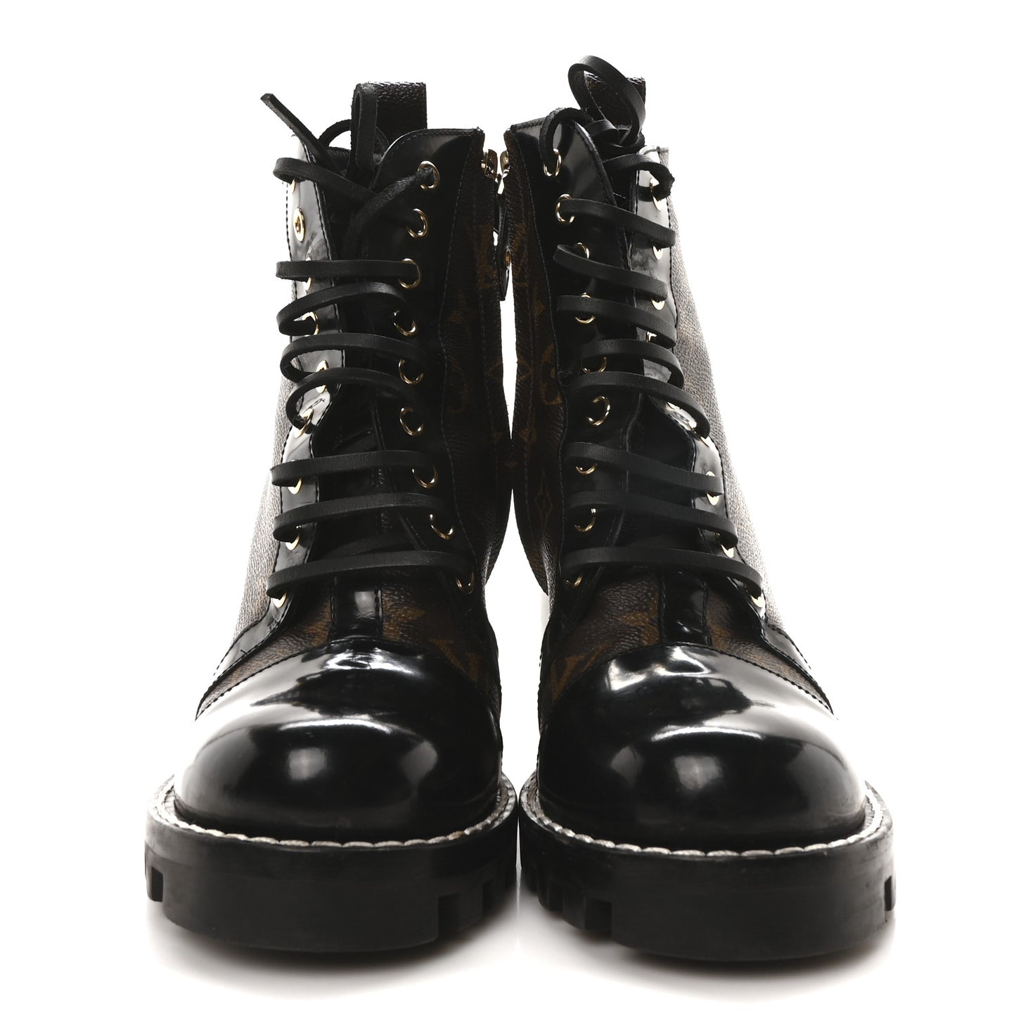 Patent Calfskin Monogram Star Trail Ankle Boots 38.5 Black