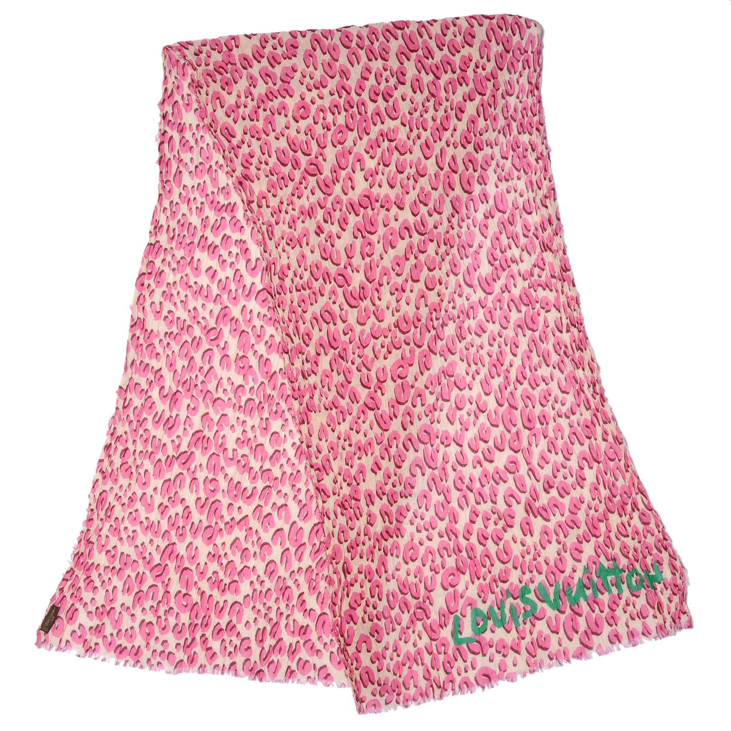 Cotton Leopard Pareo Blanc Corail