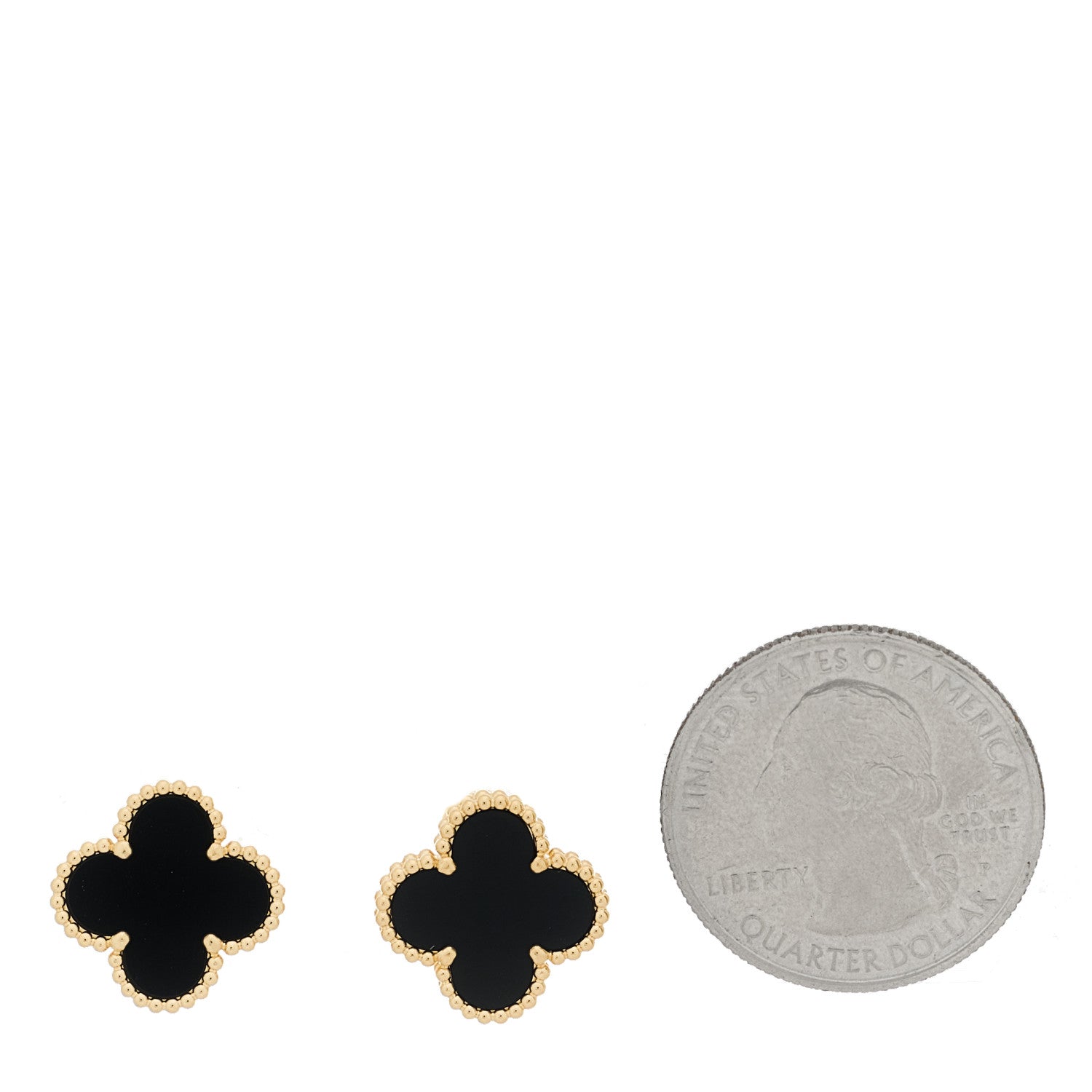 Van Cleef & Arpels 18k Yellow Gold Black Onyx Vintage Alhambra Earrings 2 of 5
