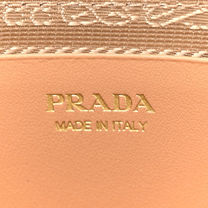 Prada Raffia Calfskin Crochet Logo Embroidered Mini Triangle Crossbody Pouch Naturale 7 of 10