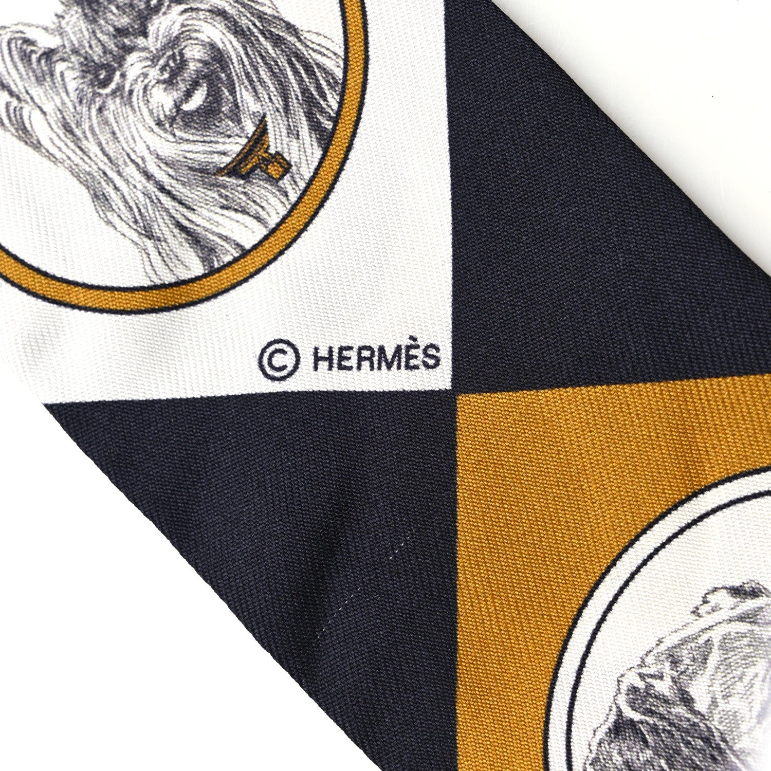 Hermes Silk Colliers et Chiens Twilly Black Gold White 3 of 4
