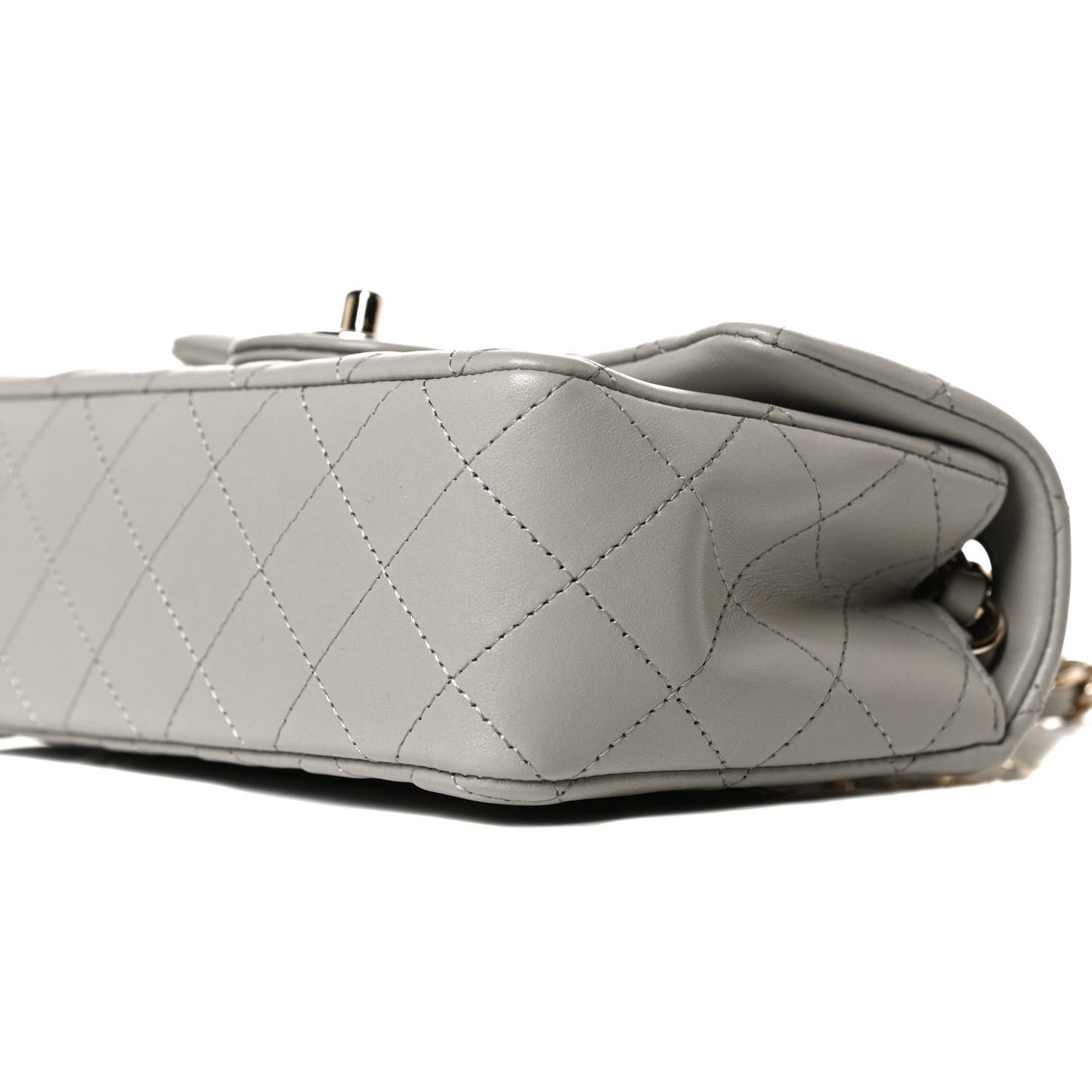 Lambskin Quilted Mini Rectangular Flap Grey