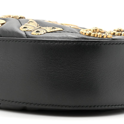 Gucci Calfskin Matelasse Animal Studs GG Marmont Belt Bag Black 9 of 10