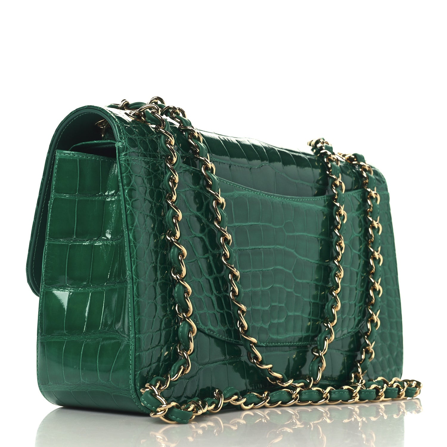 Chanel Alligator Jumbo Double Flap Green 2 of 10
