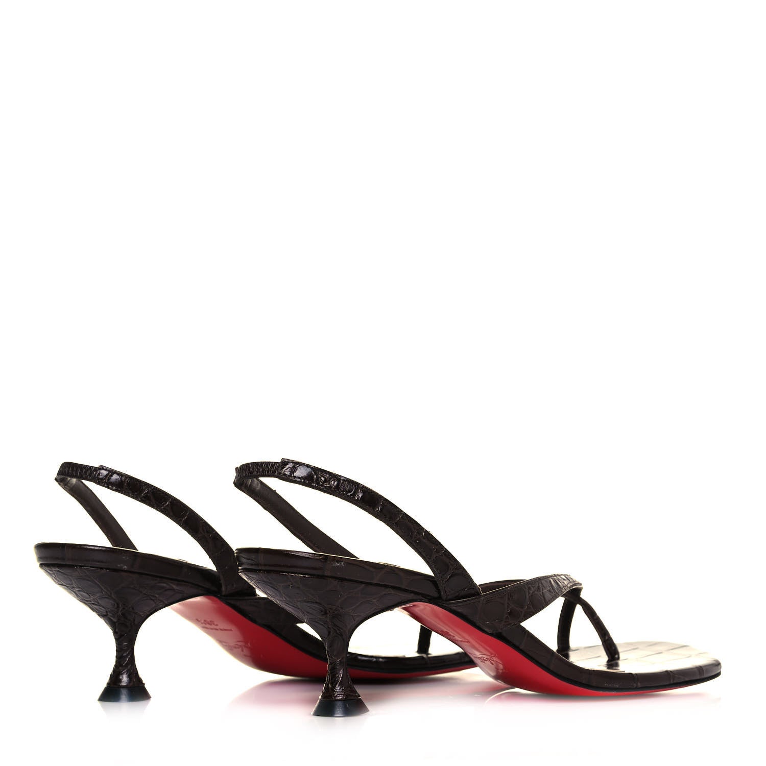Christian Louboutin Calfskin Crocodile Embossed Taralita 55 Thong Sandals 38.5 Brown 4 of 7