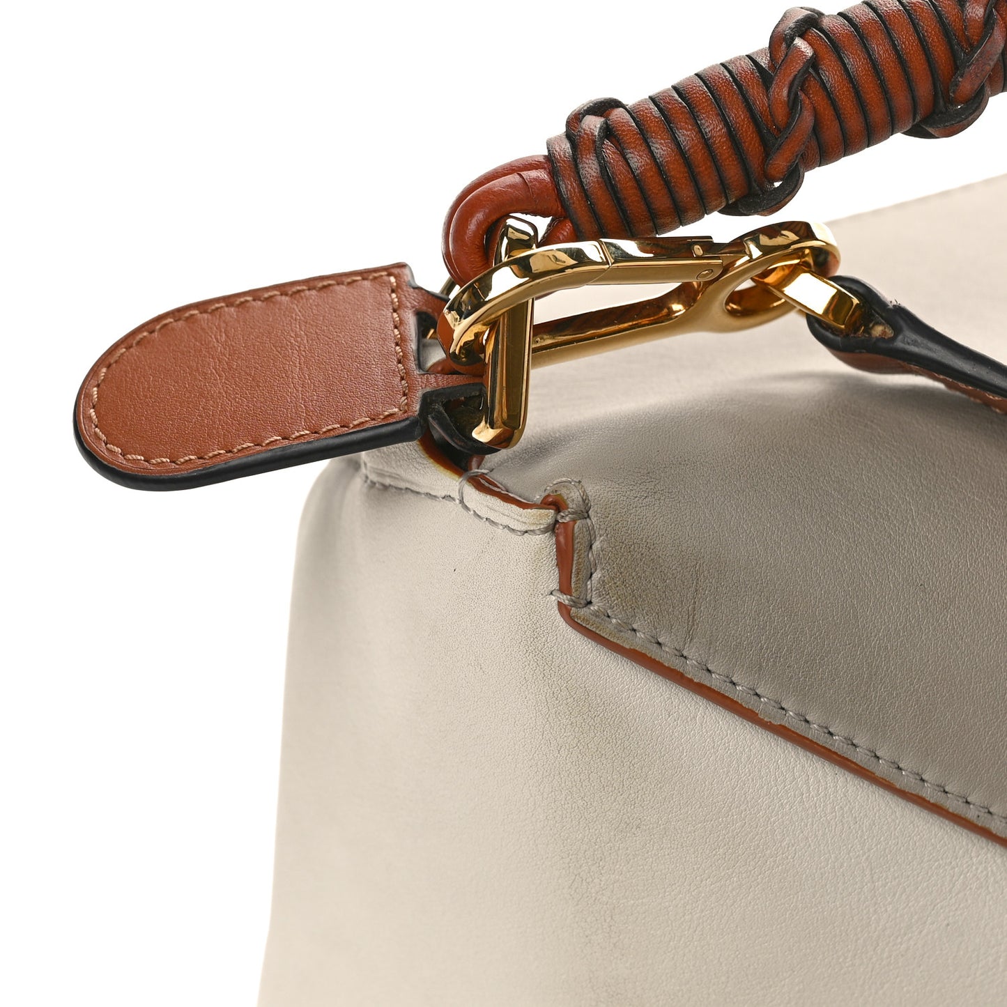 Calfskin Small Puzzle Edge Bag Ghost Soft White