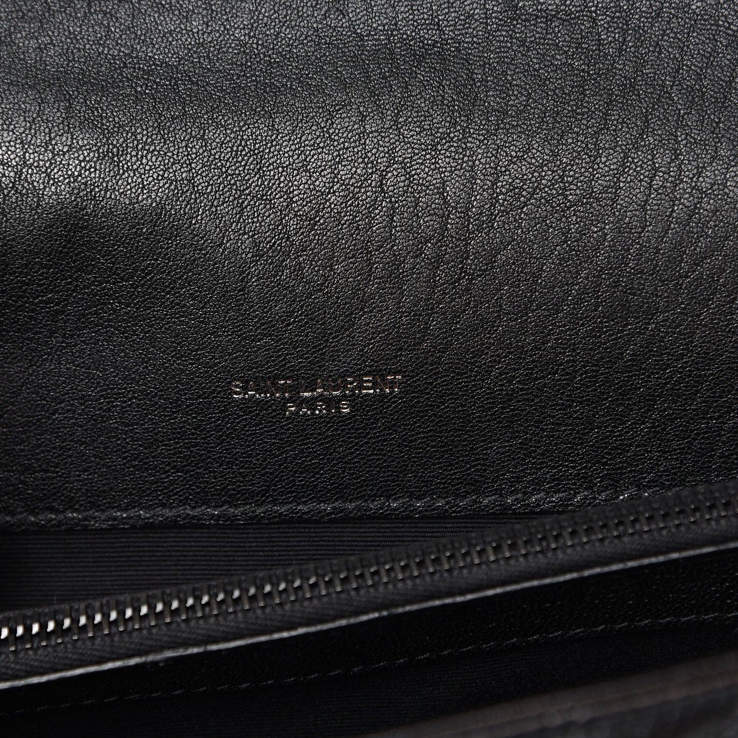 Sheepskin Matelasse Chevron Monogram Monochrome Large College Satchel Black